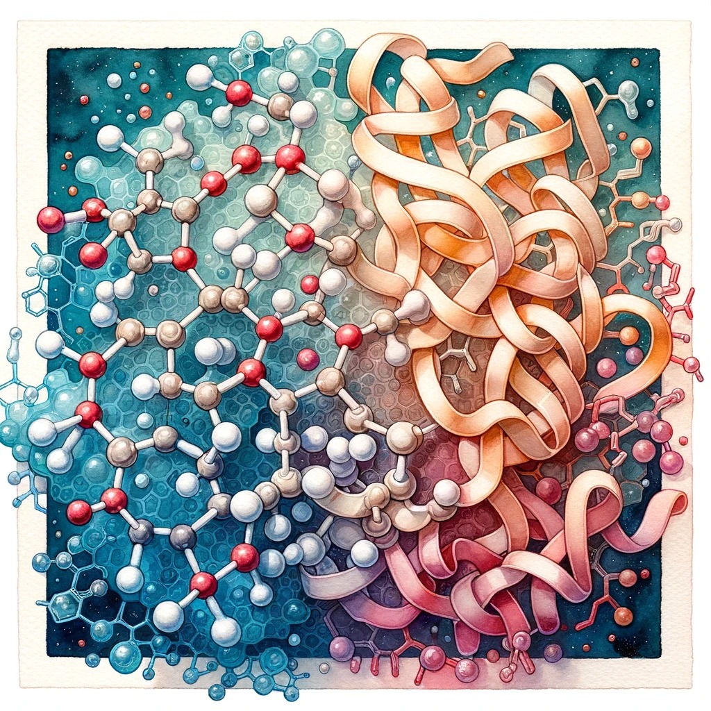 Molekularni model, ki prikazuje interakcijo med encimom in substratom.