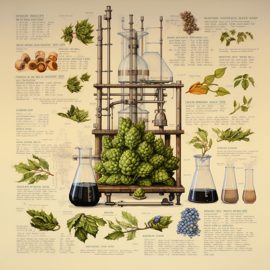 Ilustracija kemije, proizvodnje in sestave piva.