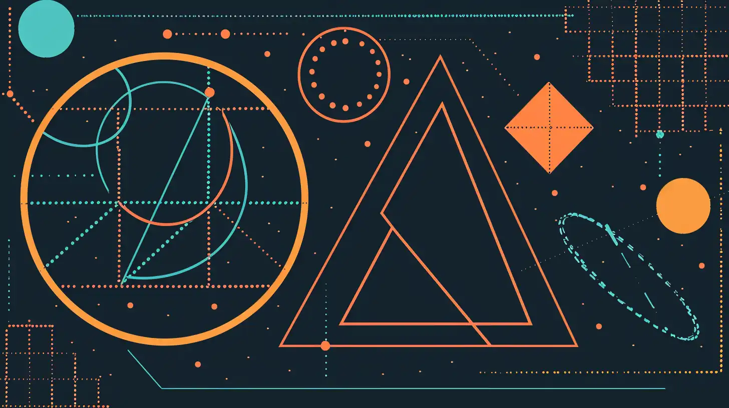 geometrija v ravnini z osnovnimi liki in mrežnim ozadjem