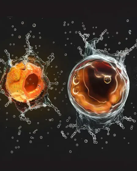Apoptoza – celica se skrči in razpade v apoptotska telesca, ki jih fagociti odstranijo brez vnetja